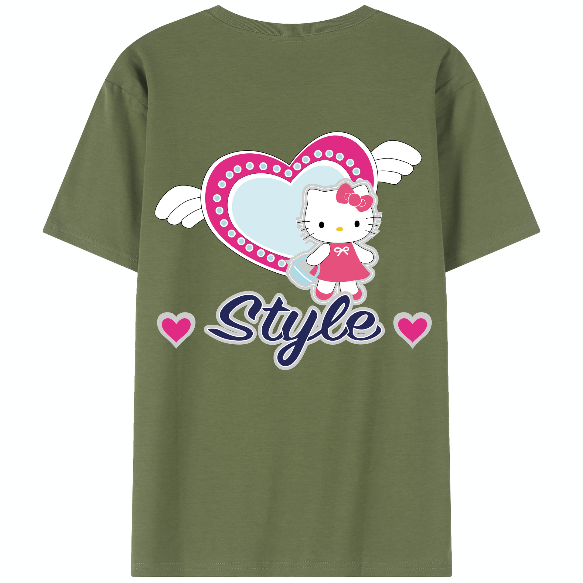 （画像用） Hello Kitty ハローキティ 綿100％半袖Tシャツ（背面プリント）